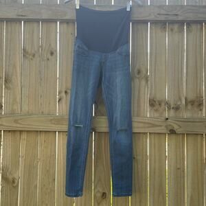 Indigo Blue Maternity distressed legging medium blue jeans